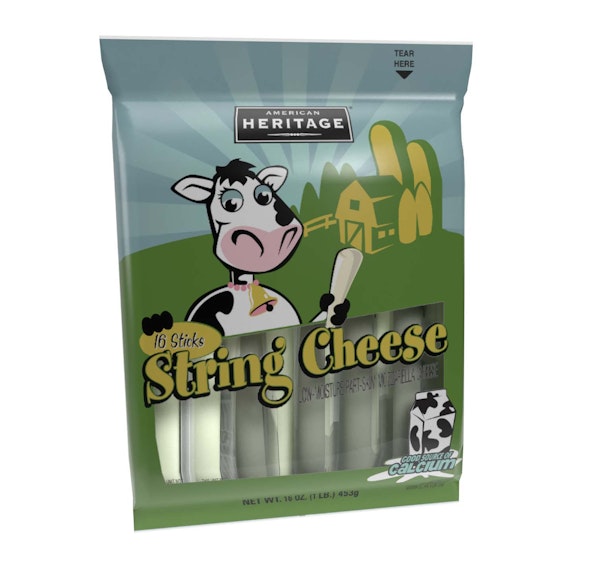 AMERICAN HERITAGE STRING CHEESE RETAIL PACKAGE - 12/1#
