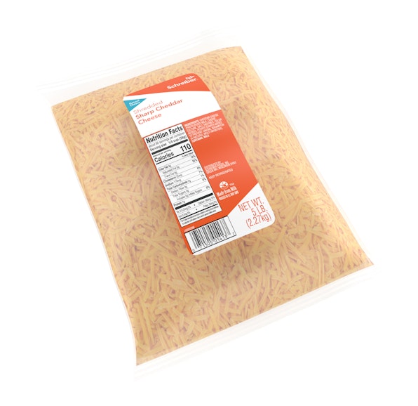 SCHREIBER SHARP CHEDDAR FEATHER SHREDS - 4/5#