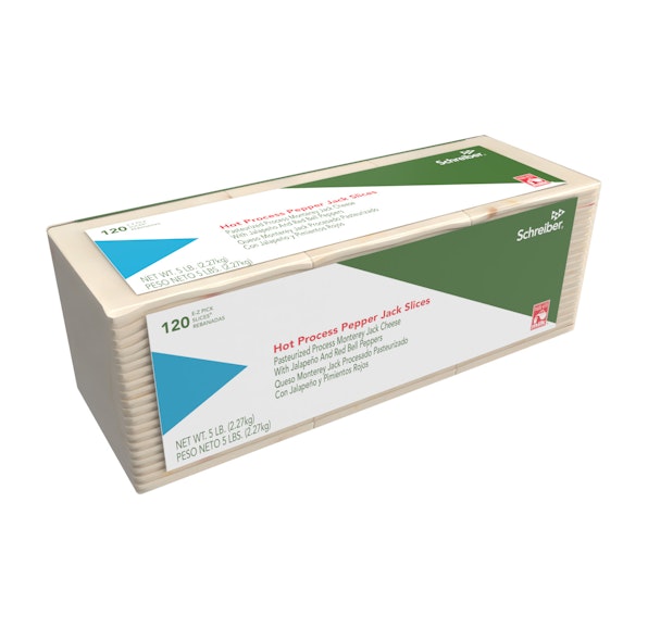 SCHREIBER PASTEURIZED PROCESS PEPPER JACK SLICES - 4/5# 120 SLICES