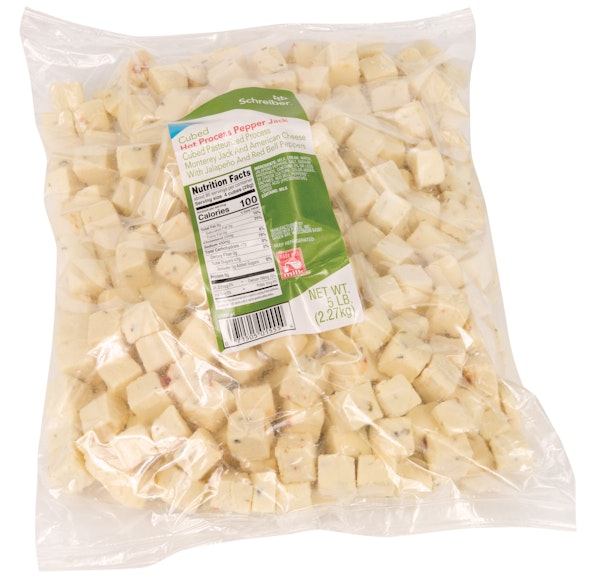 SCHREIBER PASTEURIZED PROCESS HOT PEPPER JACK CUBES - 4/5#