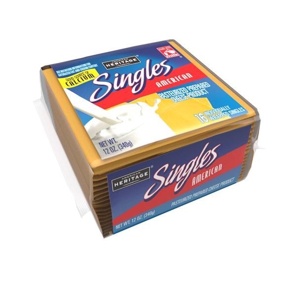 AMERICAN HERITAGE YELLOW PASTEURIZED PROCESS CHEESE PRODUCT SINGLES - 12/12OZ 16 SLICES