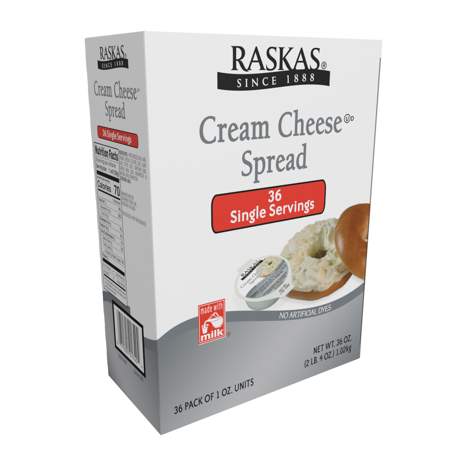 RASKAS CREAM CHEESE SPREAD 6 PACK PORTION CONTROL CUP - 36/1OZ