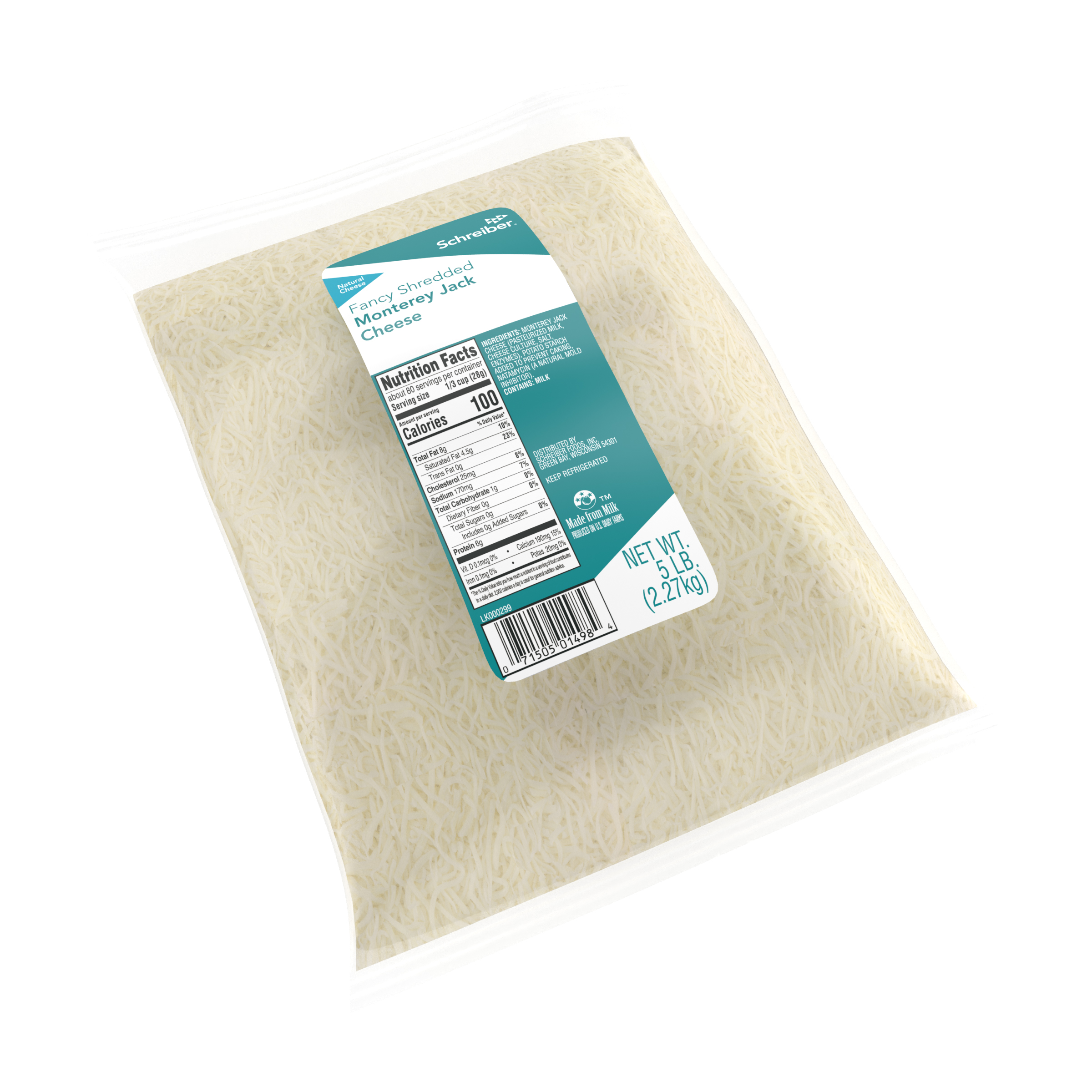 SCHREIBER MONTEREY JACK FANCY SHREDS - 4/5#