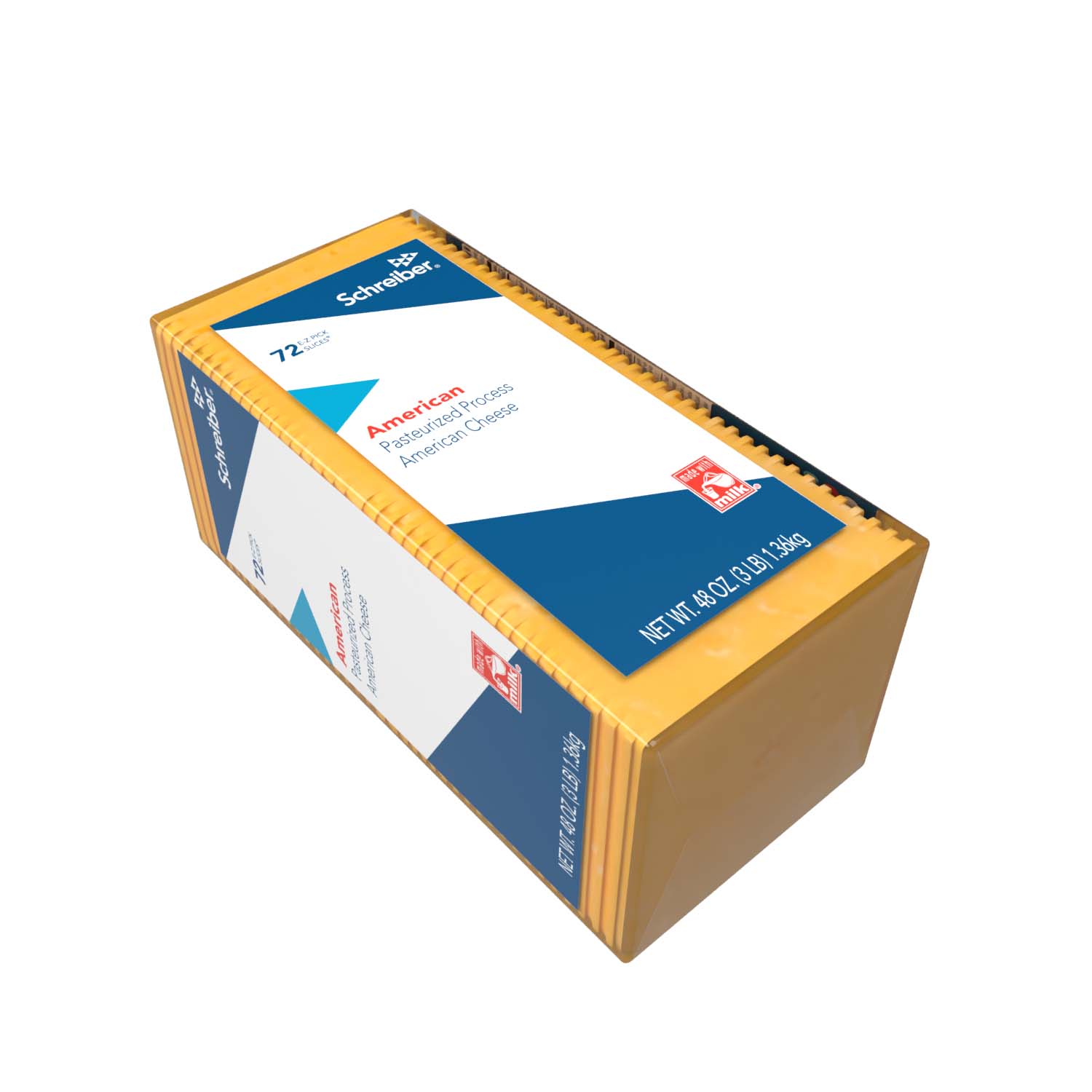 SCHREIBER YELLOW PASTEURIZED PROCESS AMERICAN SLICES - 6/3# 72 SLICES