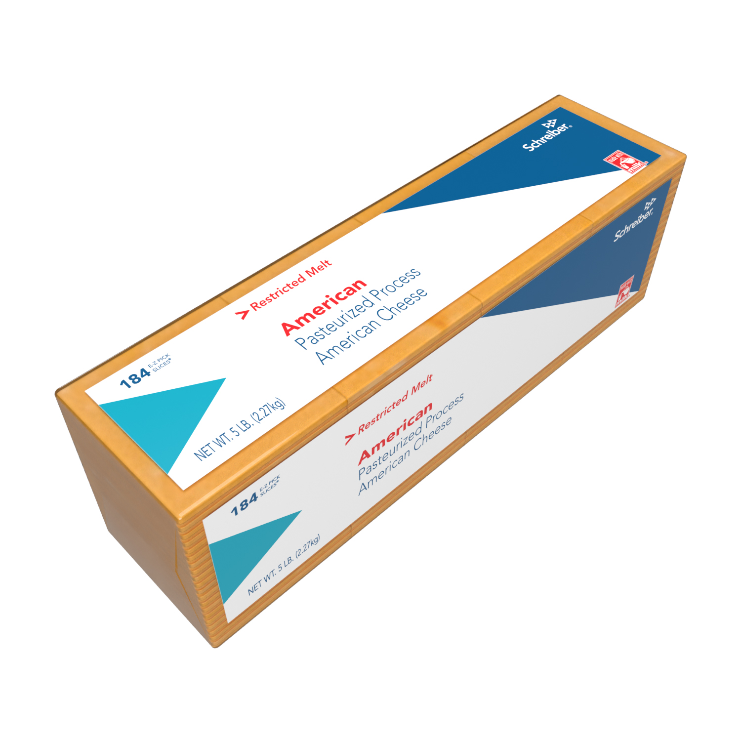 SCHREIBER YELLOW PASTEURIZED PROCESS RESTRICTED MELT AMERICAN SLICES - 4/5# 184 SLICES