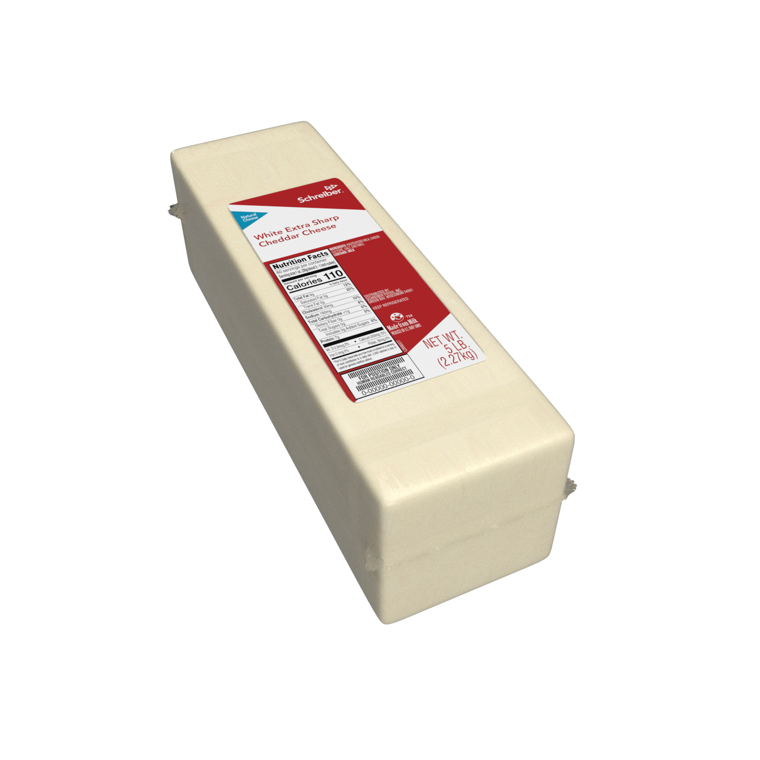 SCHREIBER EXTRA SHARP CHEDDAR WHITE LOAF - 2/5#