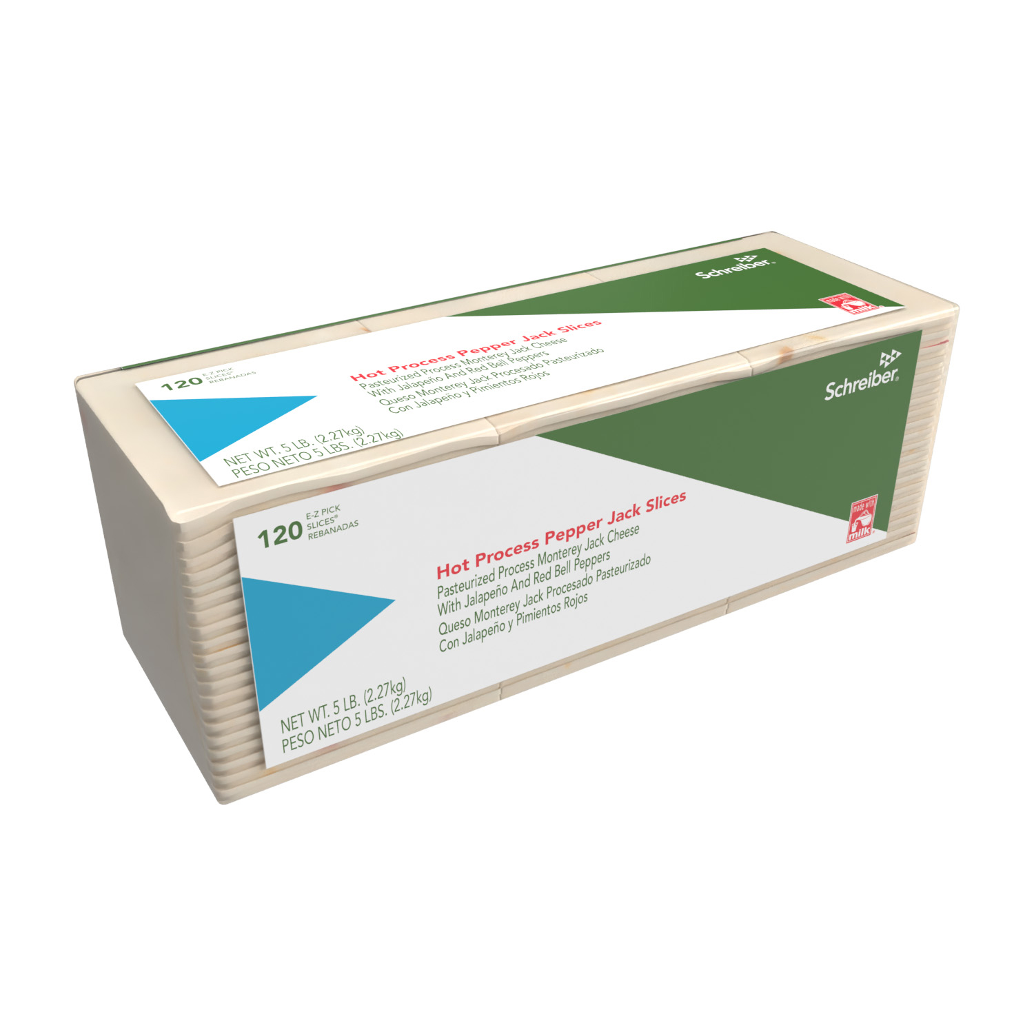 SCHREIBER PASTEURIZED PROCESS PEPPER JACK SLICES - 4/5# 120 SLICES