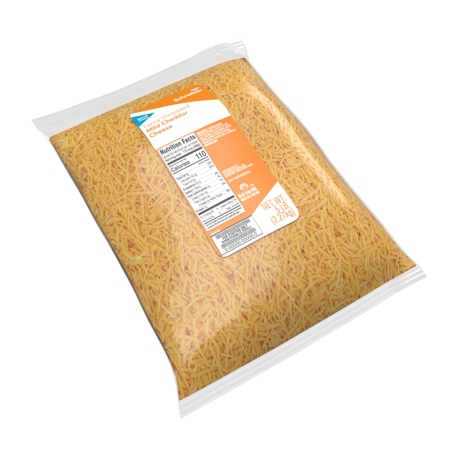 SCHREIBER MILD CHEDDAR FANCY SHREDS - 4/5#