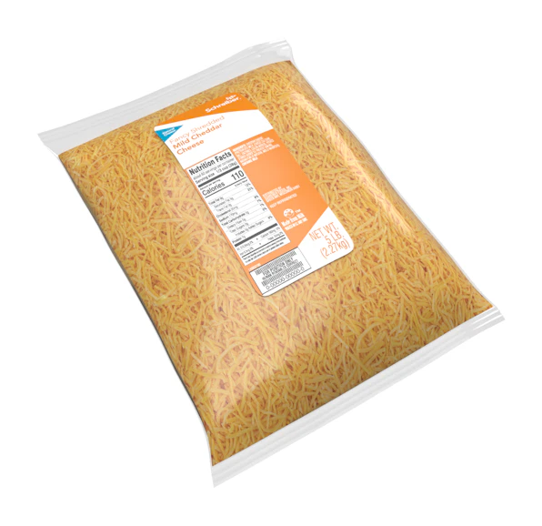 SCHREIBER MILD CHEDDAR FANCY SHREDS - 4/5#