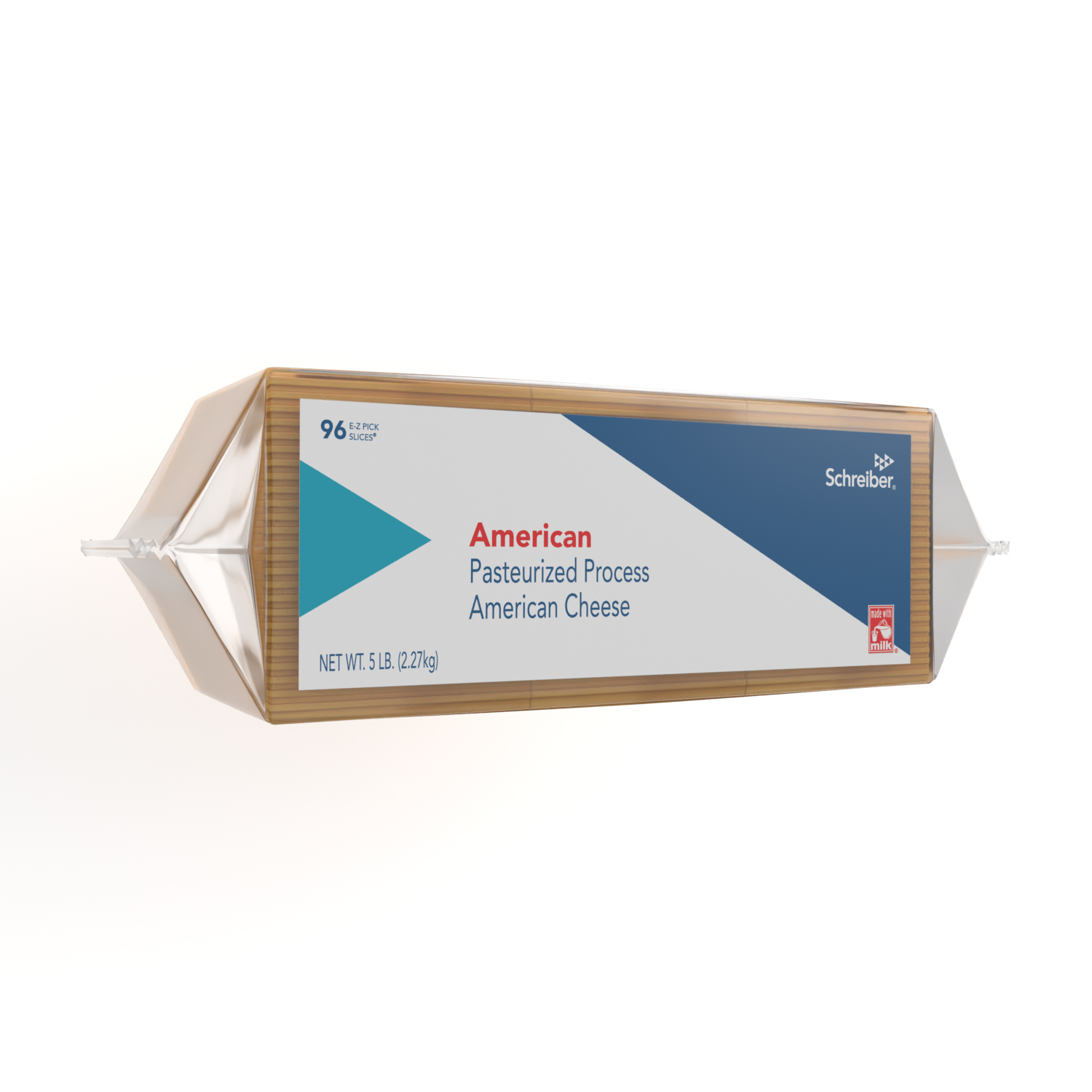 SCHREIBER YELLOW PASTEURIZED PROCESSS AMERICAN SLICES - 4/5# FLOW THROUGH WRAPPER 96 SLICES