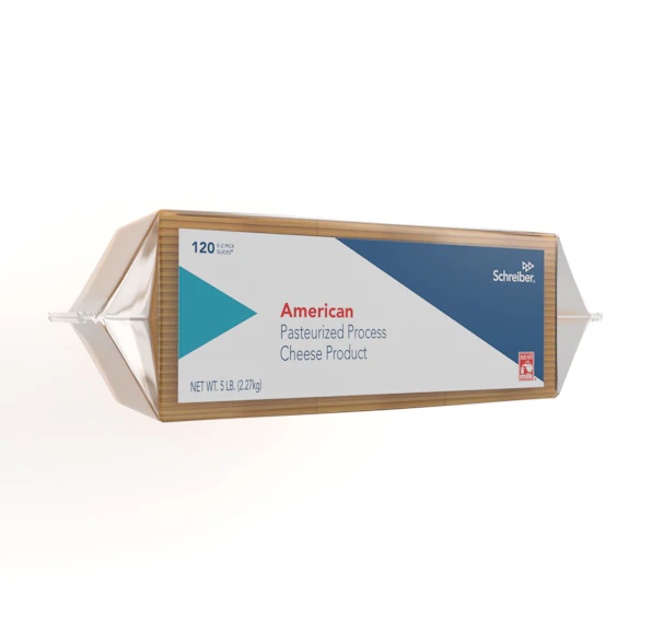 SCHREIBER YELLOW PASTEURIZED PROCESS CHEESE PRODUCT SLICES - 4/5# FLOW THROUGH WRAPPER 120 SLICES