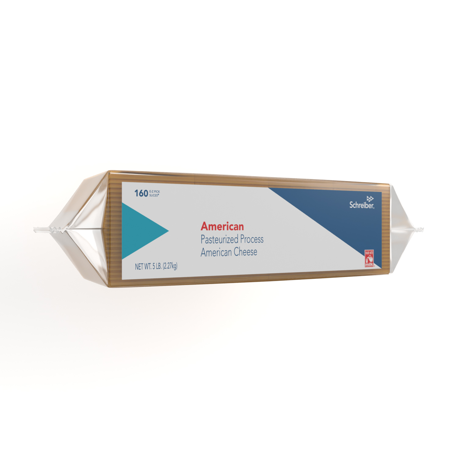 SCHREIBER YELLOW PASTEURIZED PROCESS AMERICAN SLICES - 4/5# FLOW THROUGH WRAPPER 160 SLICES