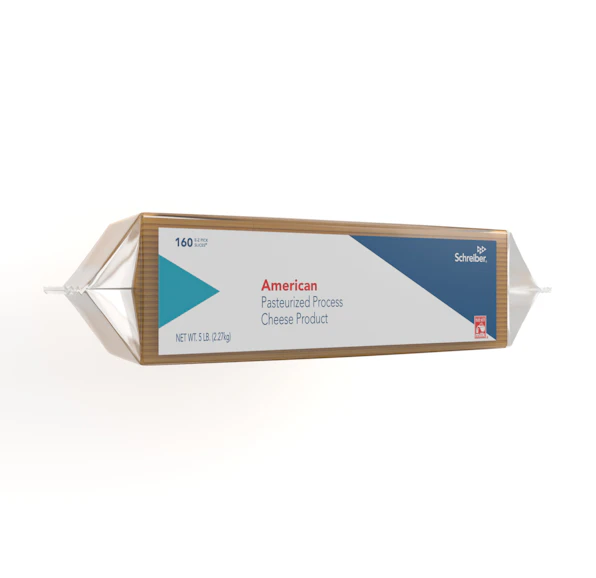 SCHREIBER YELLOW PASTEURIZED PROCESS CHEESE PRODUCT SLICES - 4/5# FLOW THROUGH WRAPPER 160 SLICES