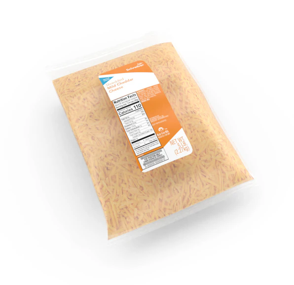 SCHREIBER MILD CHEDDAR FEATHER SHREDS - 4/5#